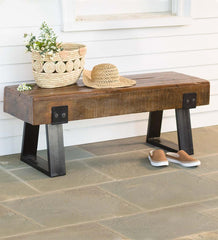 Plow &amp; Hearth Wood Furniture | Outdoor Living Richland Indoor/Outdoor Reclaimed Wood Bench