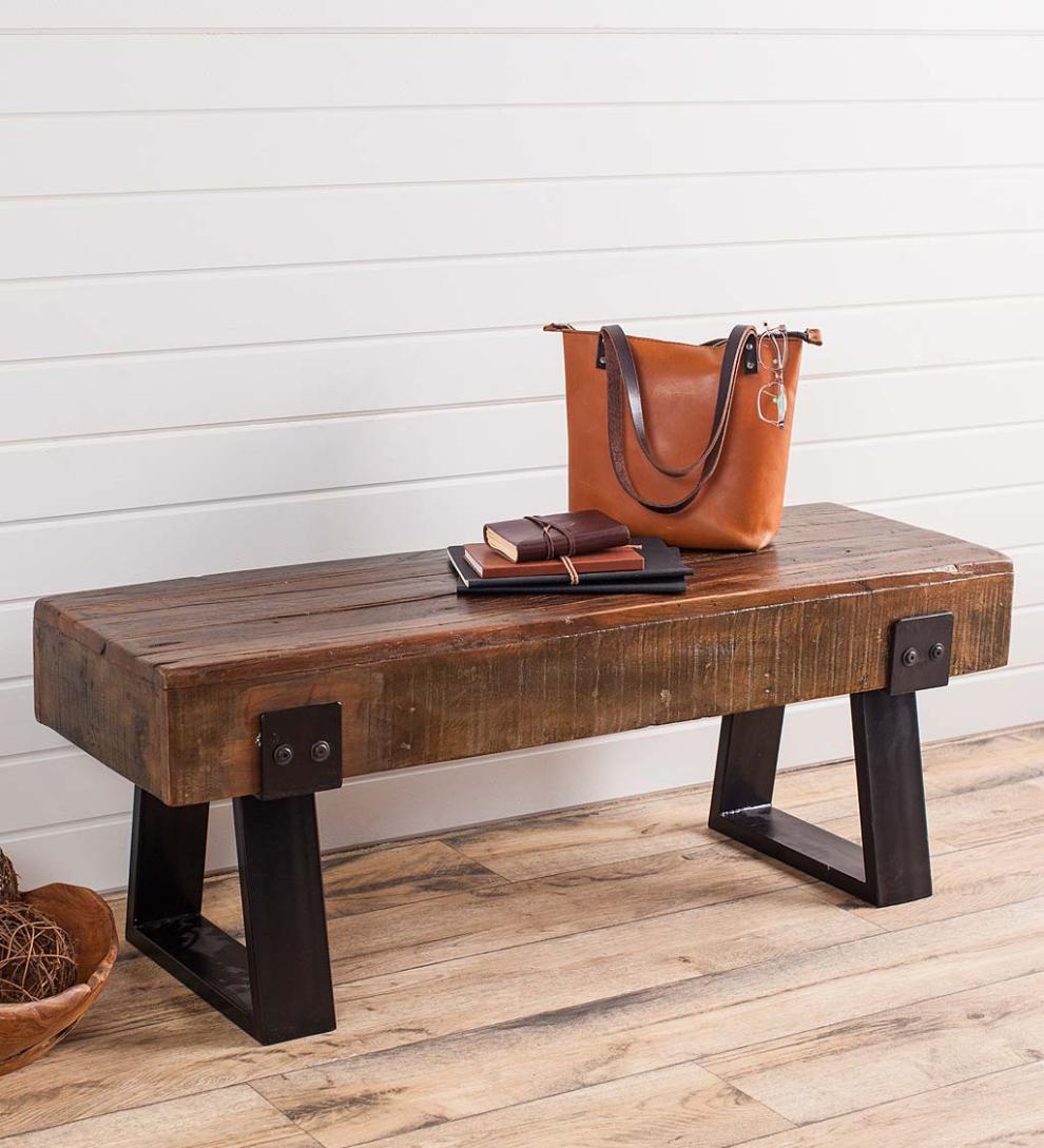 Plow &amp; Hearth Wood Furniture | Outdoor Living Richland Indoor/Outdoor Reclaimed Wood Bench