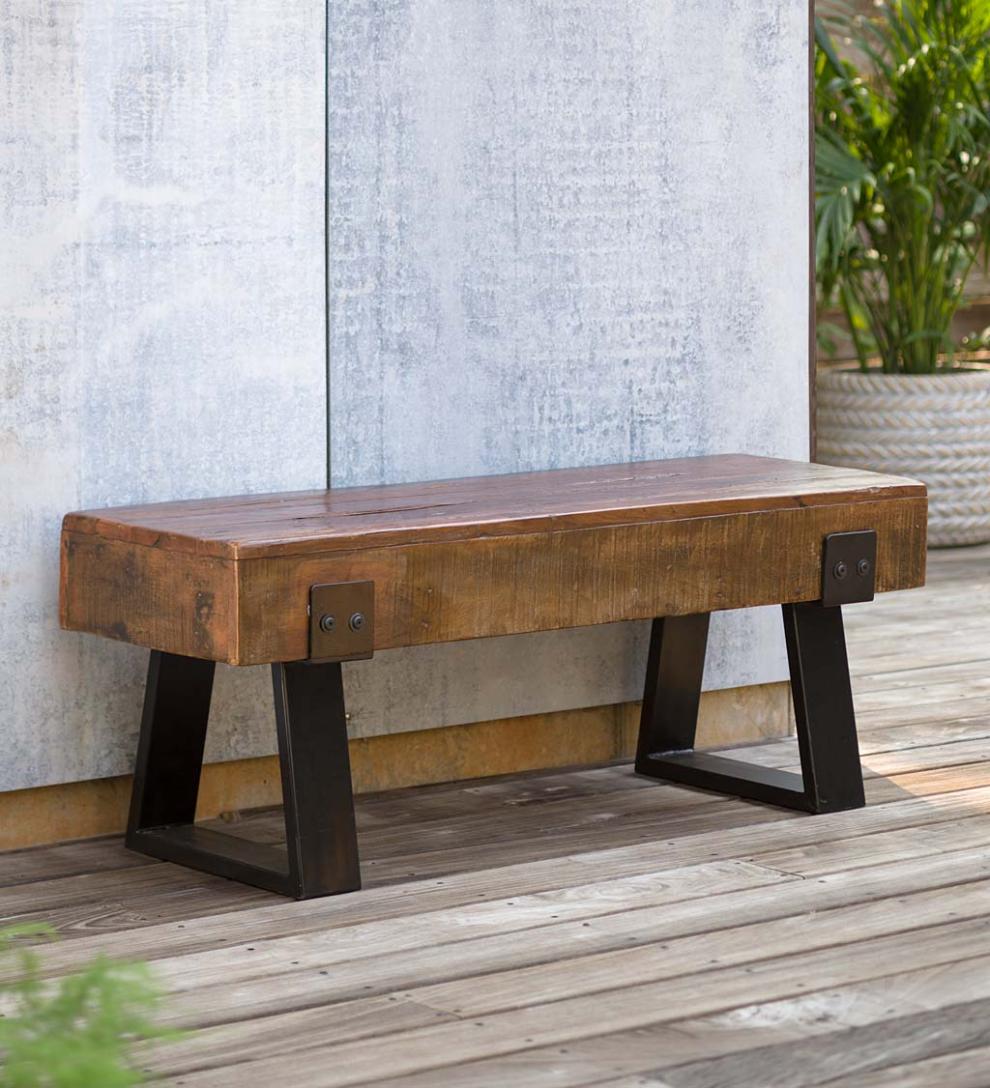 Plow &amp; Hearth Wood Furniture | Outdoor Living Richland Indoor/Outdoor Reclaimed Wood Bench