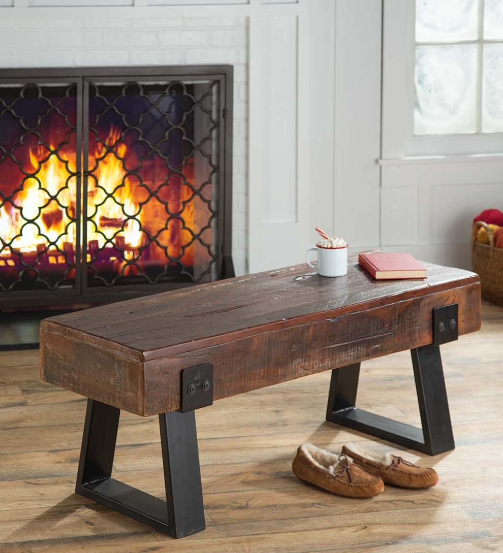 Plow &amp; Hearth Wood Furniture | Outdoor Living Richland Indoor/Outdoor Reclaimed Wood Bench