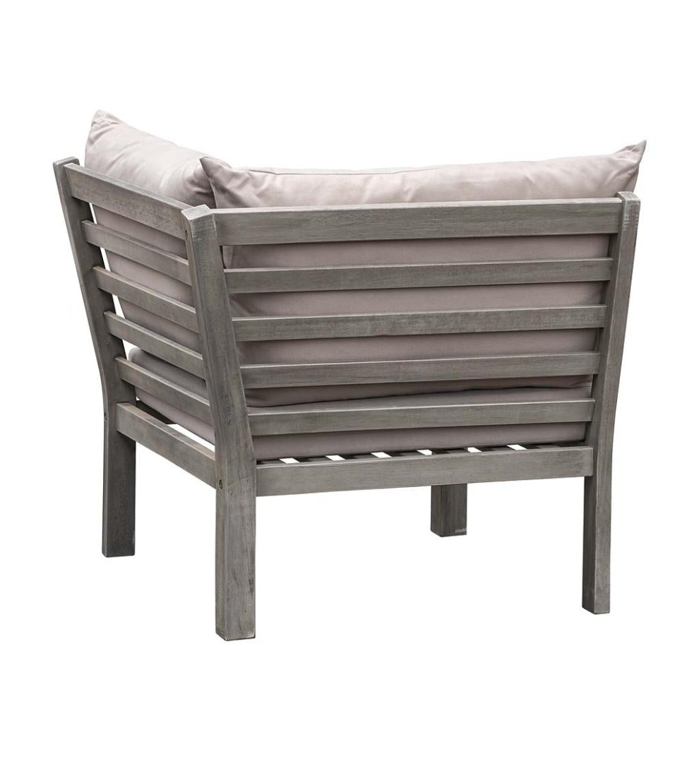 Plow &amp; Hearth Wood Furniture | Outdoor Living Ridgewind Outdoor Sectional Sofa Seating Set With Cocktail Table