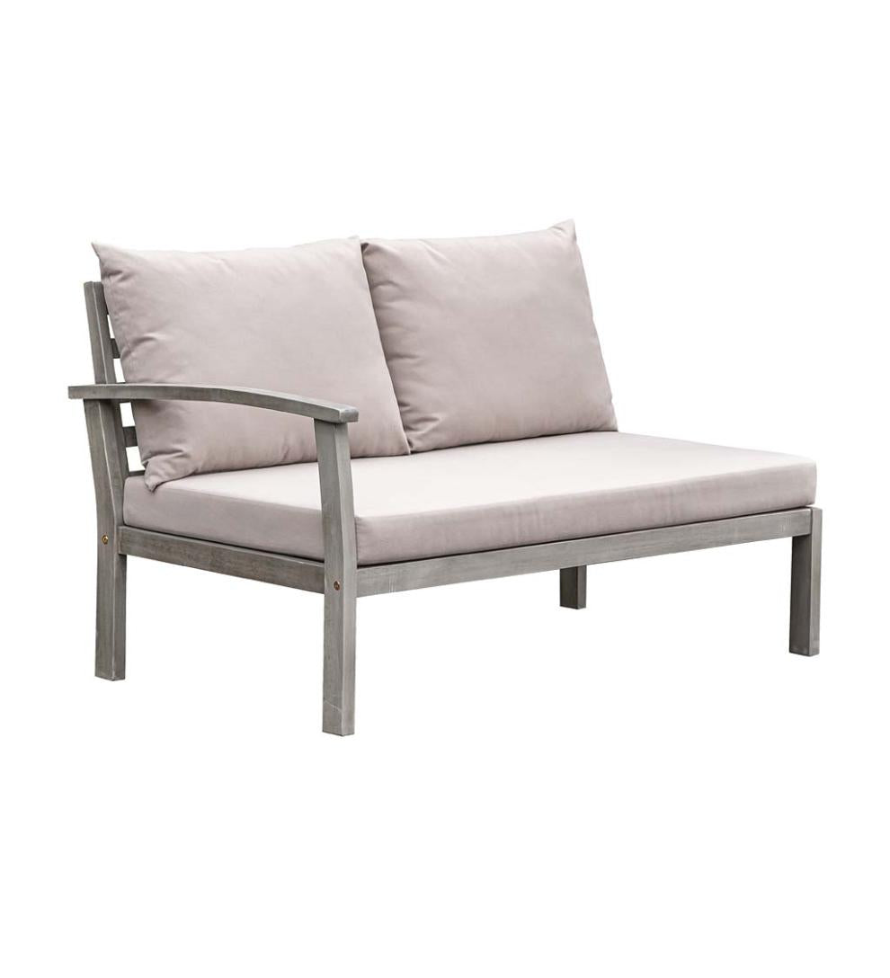 Plow &amp; Hearth Wood Furniture | Outdoor Living Ridgewind Outdoor Sectional Sofa Seating Set With Cocktail Table