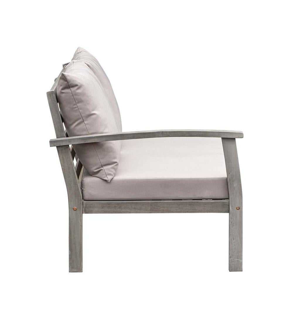 Plow &amp; Hearth Wood Furniture | Outdoor Living Ridgewind Outdoor Sectional Sofa Seating Set With Cocktail Table