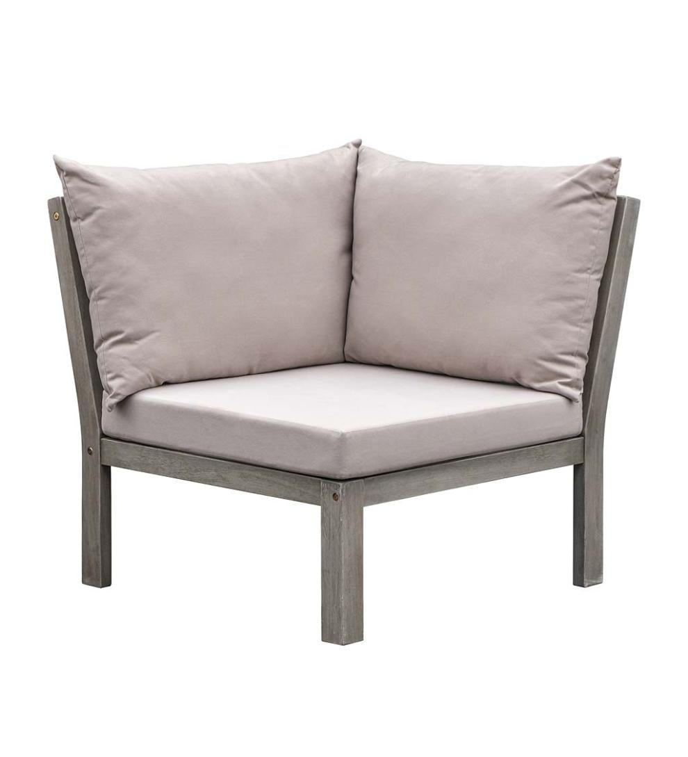 Plow &amp; Hearth Wood Furniture | Outdoor Living Ridgewind Outdoor Sectional Sofa Seating Set With Cocktail Table