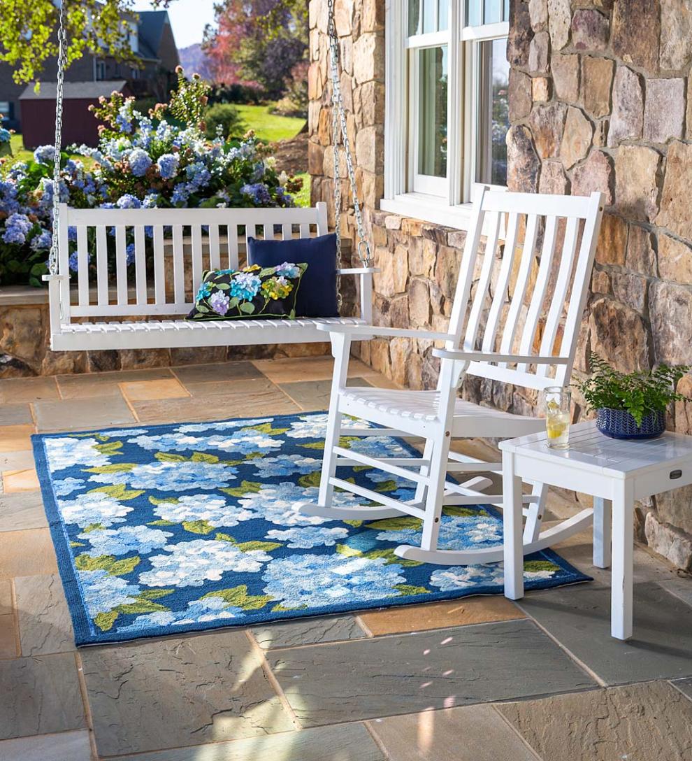 Plow &amp; Hearth Wood Furniture | Outdoor Living Slatted Wood Porch Swing - Black Paint