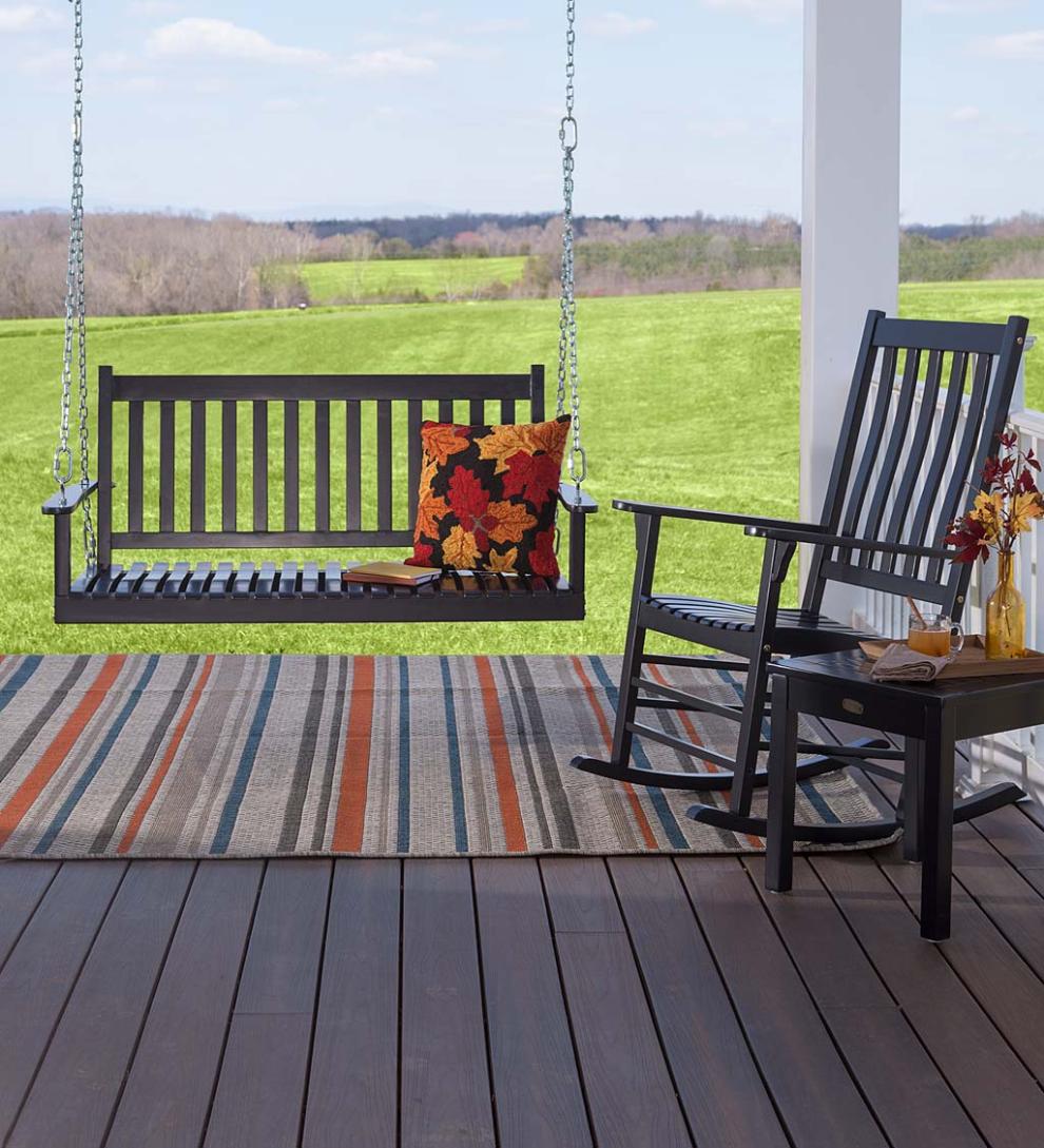 Plow &amp; Hearth Wood Furniture | Outdoor Living Slatted Wooden Porch Furniture