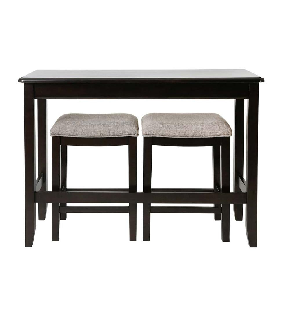 Plow &amp; Hearth Wood Furniture | Outdoor Living Sofa Table Set With Saddle Seat Stools - Espresso