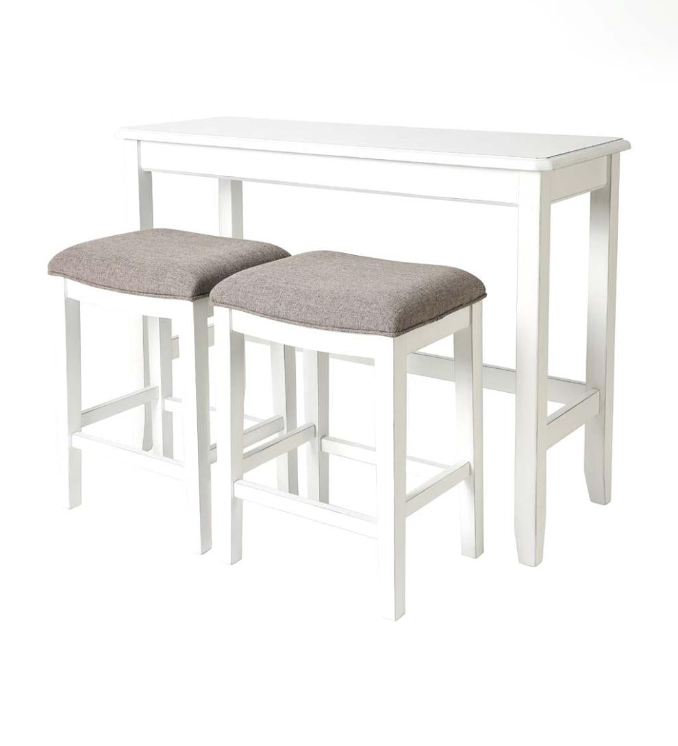 Plow &amp; Hearth Wood Furniture | Outdoor Living Sofa Table Set With Saddle Seat Stools - Espresso