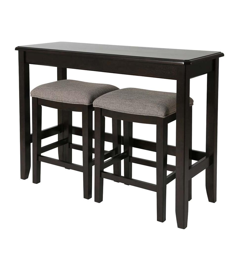 Plow &amp; Hearth Wood Furniture | Outdoor Living Sofa Table Set With Saddle Seat Stools - Espresso