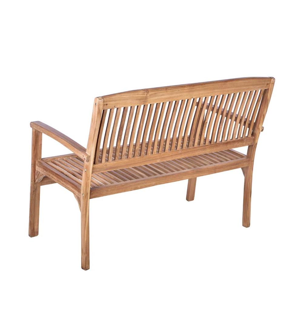 Plow &amp; Hearth Wood Furniture | Outdoor Living Teak Bench With Arm Rests
