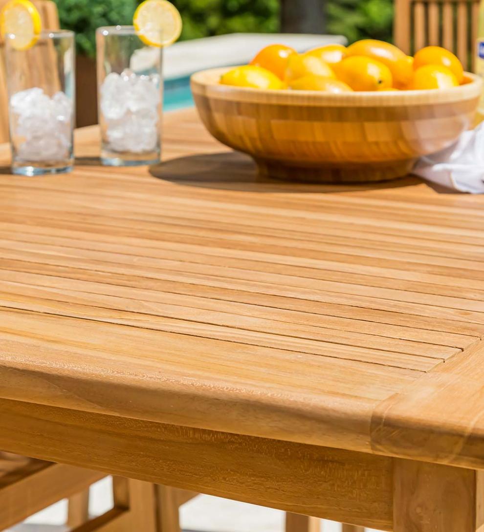 Plow &amp; Hearth Wood Furniture | Outdoor Living Teak Dining Set, 7-Piece Set