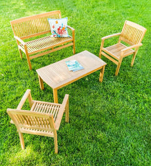 Plow &amp; Hearth Wood Furniture | Outdoor Living Teak Seating Set, 4-Piece
