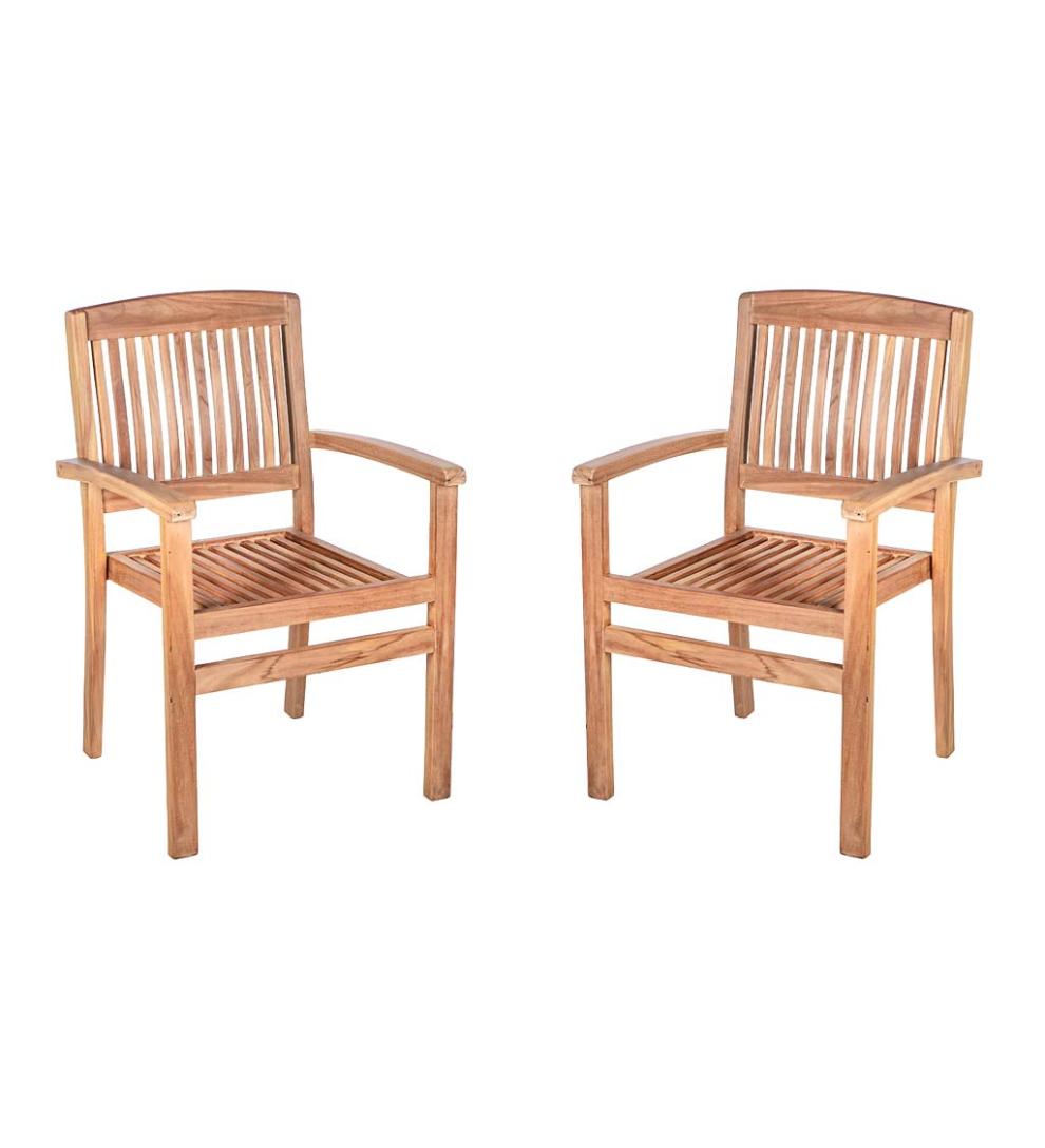 Plow &amp; Hearth Wood Furniture | Outdoor Living Teak Wood Chairs, Set Of 2