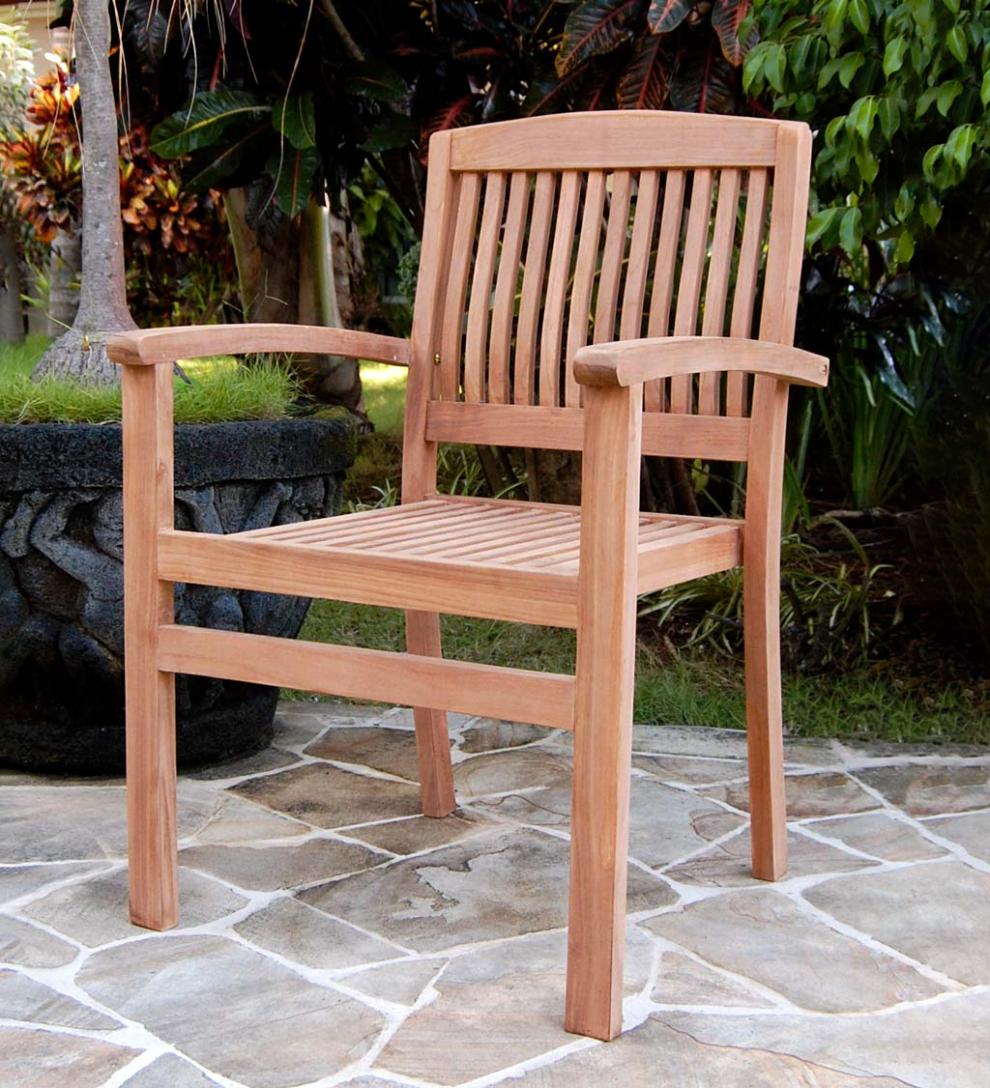 Plow &amp; Hearth Wood Furniture | Outdoor Living Teak Wood Chairs, Set Of 2