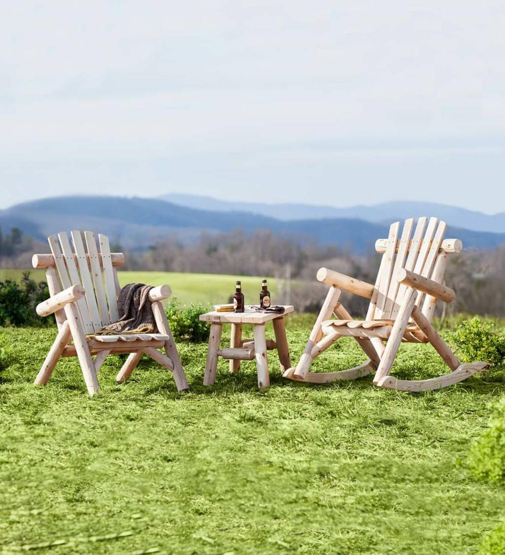 Plow &amp; Hearth Wood Furniture | Outdoor Living Usa-Made Northern White Cedar Log Outdoor Furniture