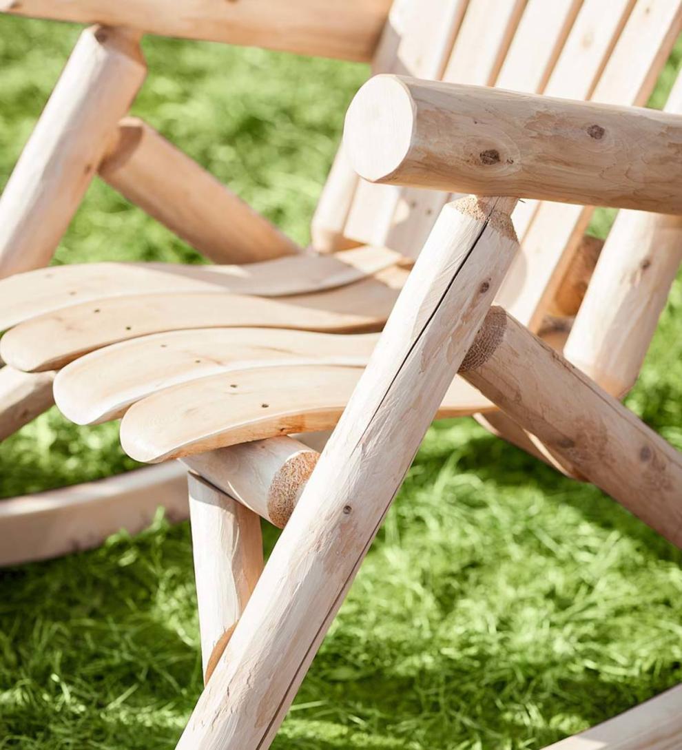 Plow &amp; Hearth Wood Furniture | Outdoor Living Usa-Made Northern White Cedar Log Outdoor Furniture