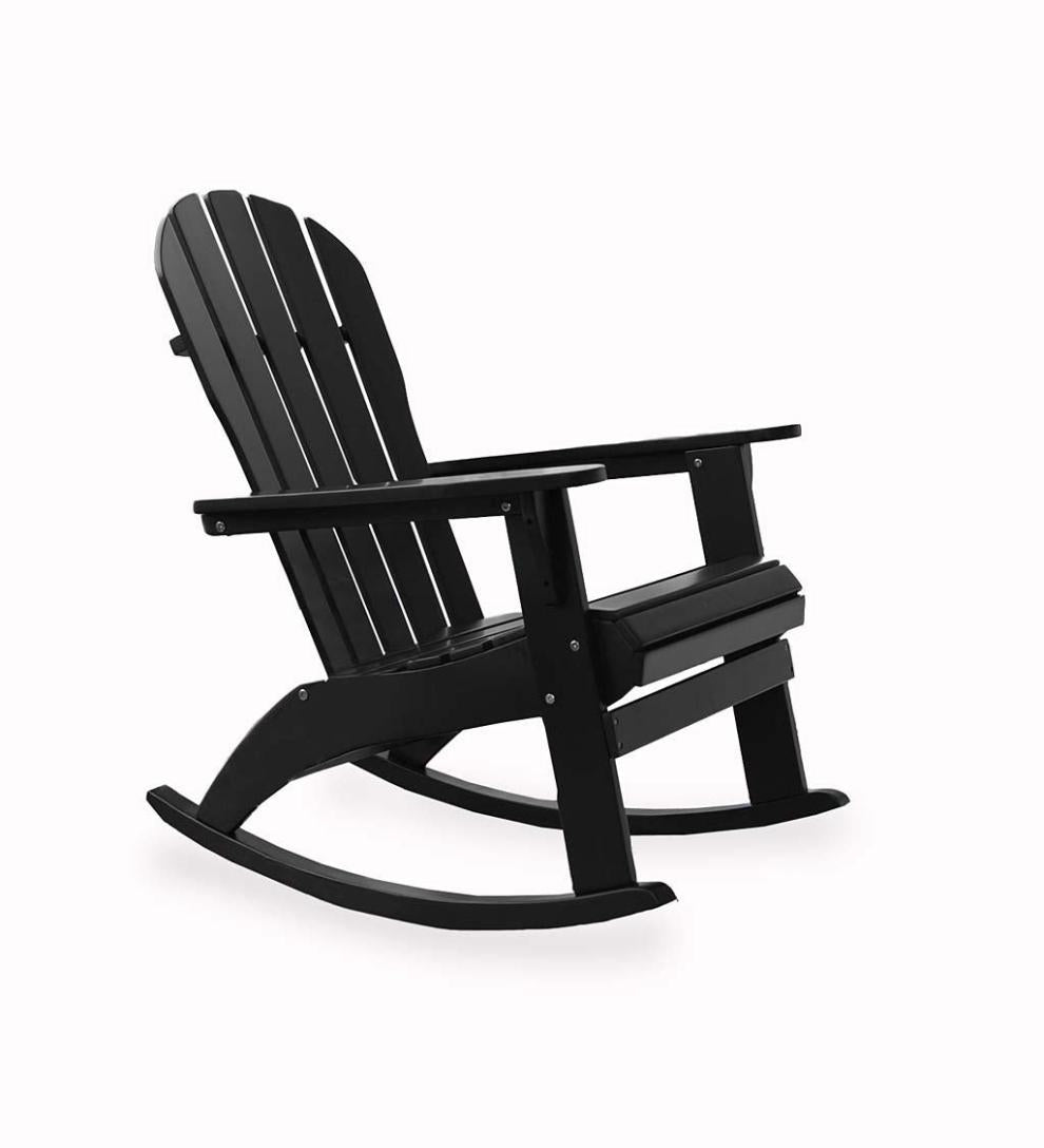 Plow &amp; Hearth Wood Furniture | Outdoor Living Wooden Adirondack Rocker - Black