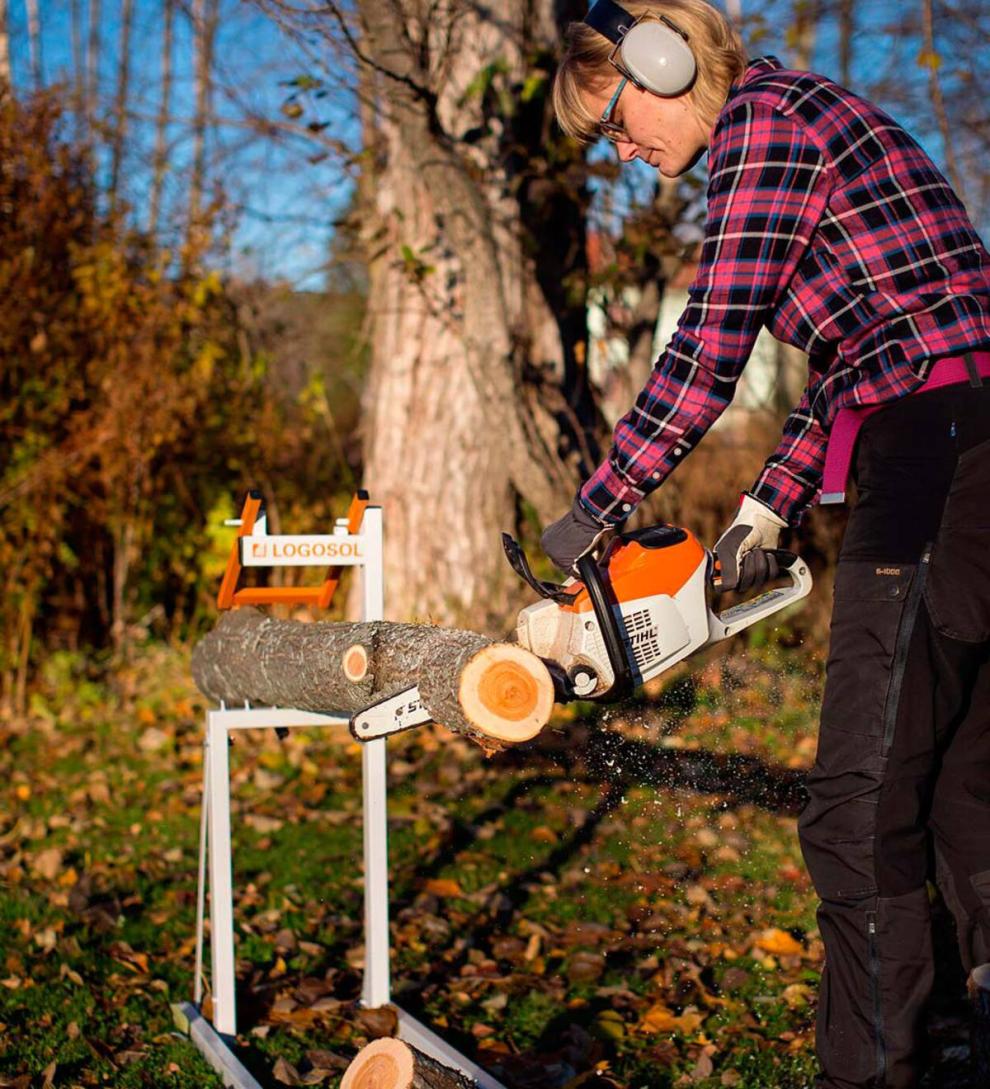 Plow &amp; Hearth Wood Handling Tools | Fireplace &amp; Hearth Foldable Steel Smart Log Holder Sawhorse - White