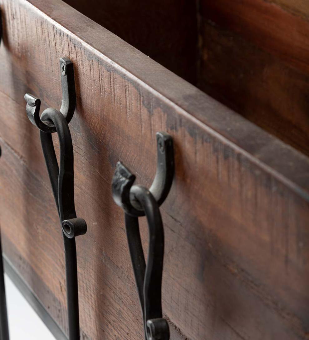 Plow &amp; Hearth Wood Storage &amp; Wood Racks | Fireplace &amp; Hearth Allegheny Raised Wood Storage Box With Fireplace Tools