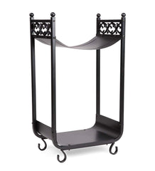 Plow &amp; Hearth Wood Storage &amp; Wood Racks | Fireplace &amp; Hearth Compact Log Rack, Cast Iron With Scrollwork Design - Black