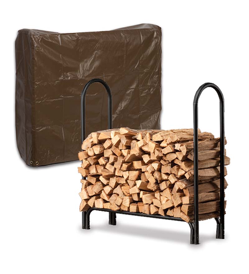Plow &amp; Hearth Wood Storage &amp; Wood Racks | Fireplace &amp; Hearth Heavy-Duty Steel Log Racks And Vinyl Covers