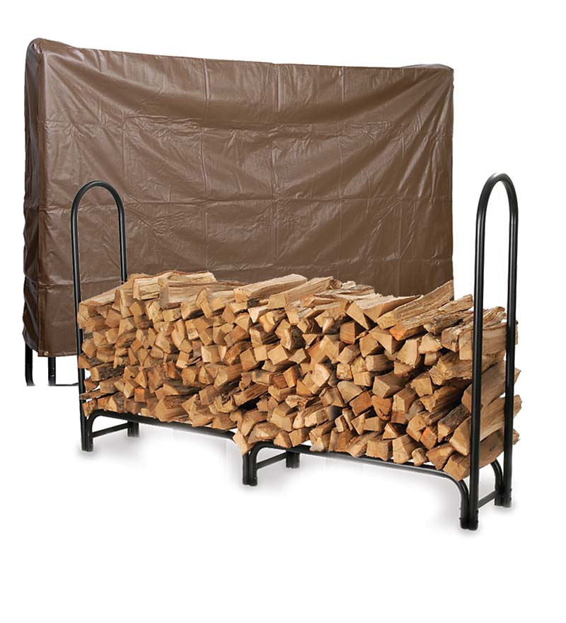 Plow &amp; Hearth Wood Storage &amp; Wood Racks | Fireplace &amp; Hearth Heavy-Duty Steel Log Racks And Vinyl Covers