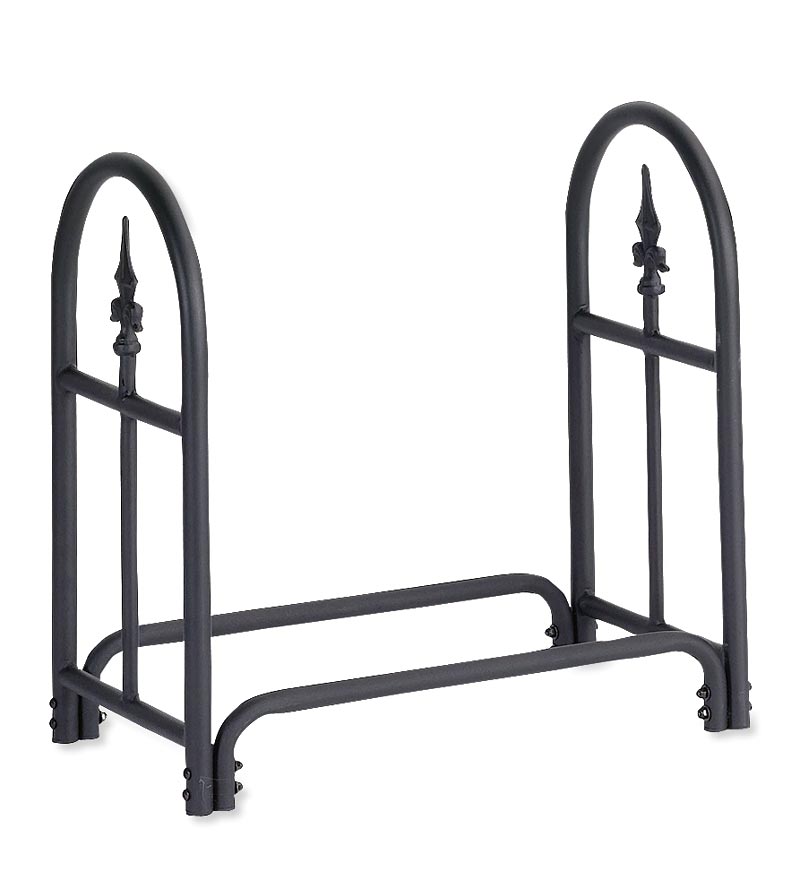 Plow &amp; Hearth Wood Storage &amp; Wood Racks | Fireplace &amp; Hearth Heavy Duty Steel Wood Rack With Finial Design
