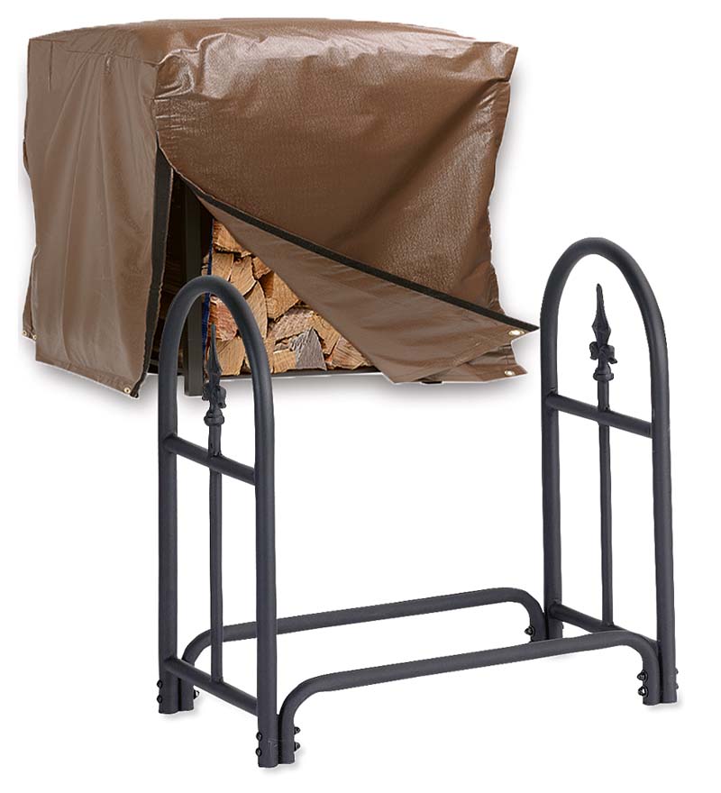 Plow &amp; Hearth Wood Storage &amp; Wood Racks | Fireplace &amp; Hearth Heavy Duty Steel Wood Rack With Finial Design