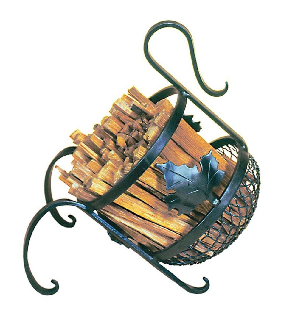 Plow &amp; Hearth Wood Storage &amp; Wood Racks | Fireplace &amp; Hearth Maple Leaf Fatwood Caddy With 4 Lbs. Fatwood - Graphite