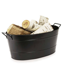 Plow &amp; Hearth Wood Storage &amp; Wood Racks | Fireplace &amp; Hearth Oval Galvanized Log Tub - Black