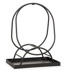 Plow &amp; Hearth Wood Storage &amp; Wood Racks | Fireplace &amp; Hearth Oval Wood Rack With Kindling Storage And Dirt Tray