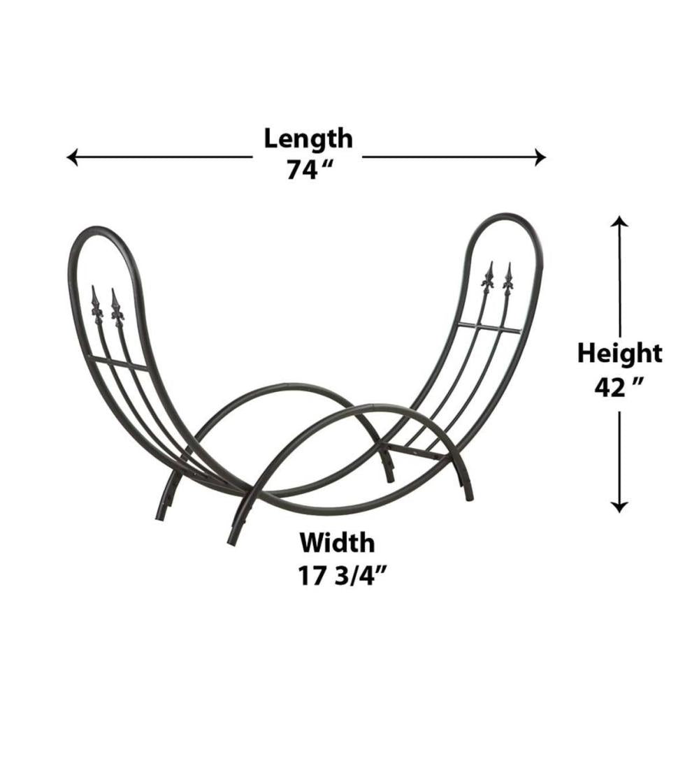 Plow &amp; Hearth Wood Storage &amp; Wood Racks | Fireplace &amp; Hearth Steel And Wrought Iron Curved Wood Rack With Finials And Optional Cover