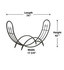 Plow &amp; Hearth Wood Storage &amp; Wood Racks | Fireplace &amp; Hearth Steel And Wrought Iron Curved Wood Rack With Finials And Optional Cover