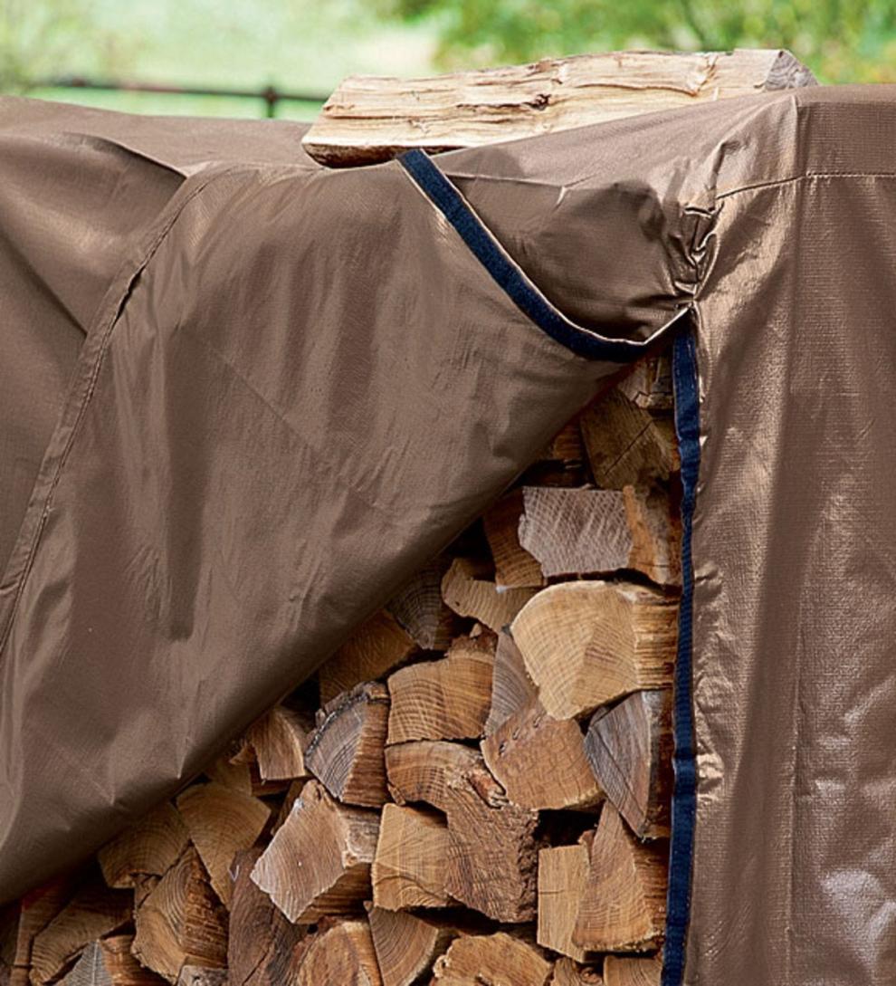 Plow &amp; Hearth Wood Storage &amp; Wood Racks | Fireplace &amp; Hearth Steel And Wrought Iron Curved Wood Rack With Finials And Optional Cover