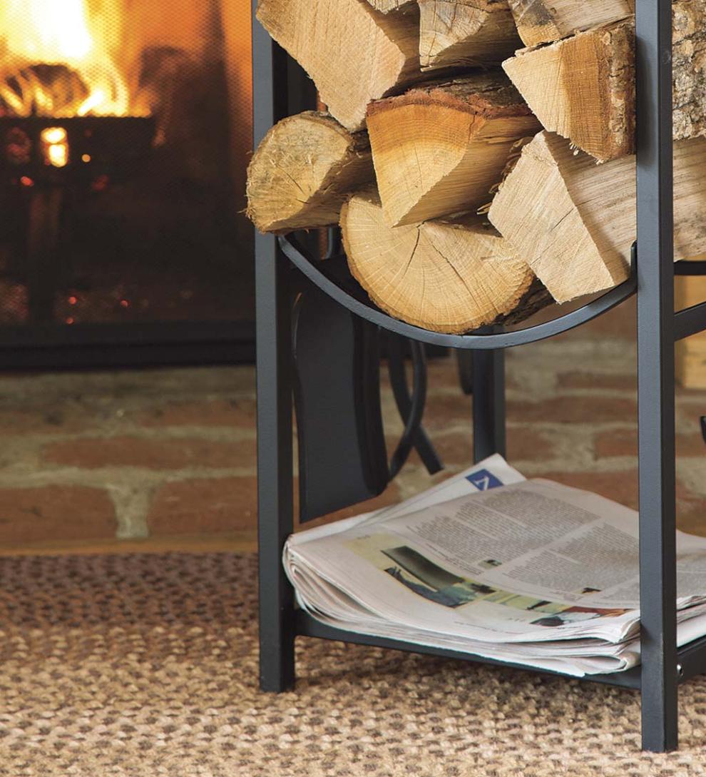 Plow &amp; Hearth Wood Storage &amp; Wood Racks | Fireplace &amp; Hearth Wood Rack With Fireplace Tools - Black