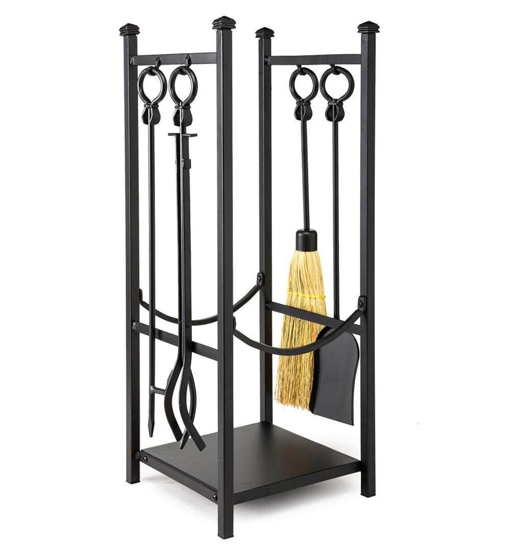 Plow &amp; Hearth Wood Storage &amp; Wood Racks | Fireplace &amp; Hearth Wood Rack With Fireplace Tools - Black