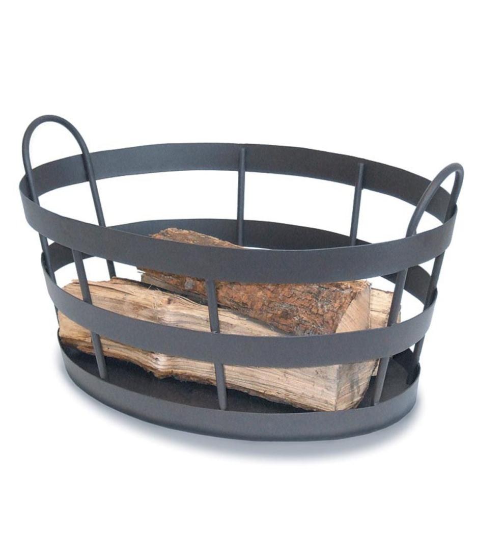 Plow &amp; Hearth Wood Storage &amp; Wood Racks | Fireplace &amp; Hearth Wrought Iron Craftsman Shaker-Style Indoor/Outdoor Log Bin - Bronze