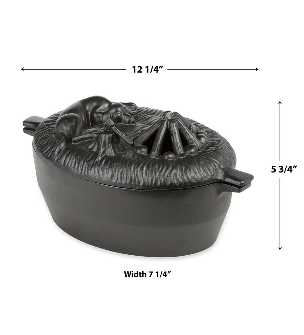 Plow &amp; Hearth Wood Stove Accessories | Fireplace &amp; Hearth Cast Iron Dog Wood Stove Steamer - Black