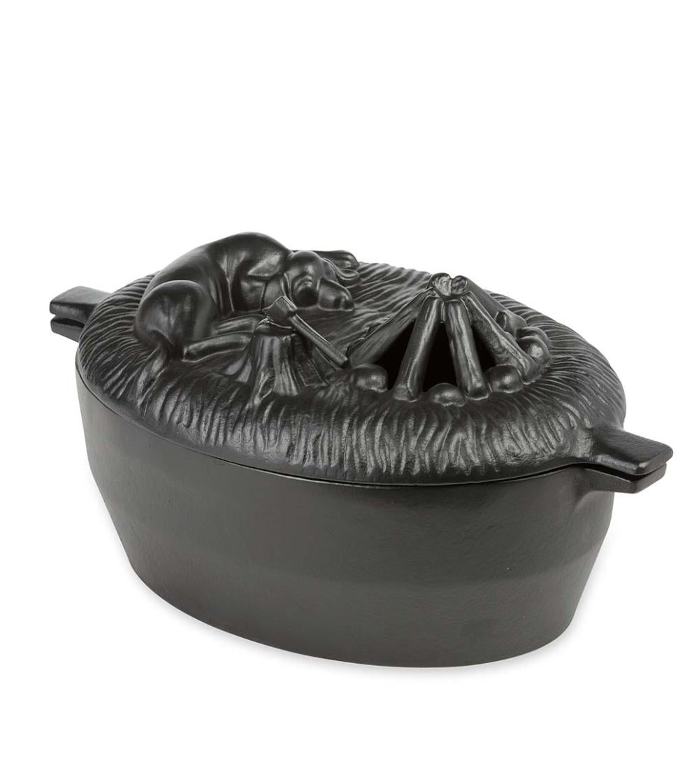Plow &amp; Hearth Wood Stove Accessories | Fireplace &amp; Hearth Cast Iron Dog Wood Stove Steamer - Black