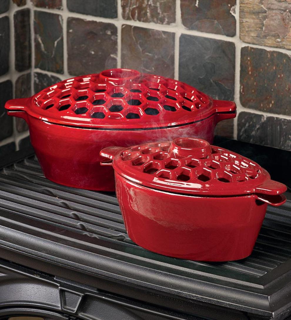 Plow &amp; Hearth Wood Stove Accessories | Fireplace &amp; Hearth Cast Iron Lattice Steamers And Trivets