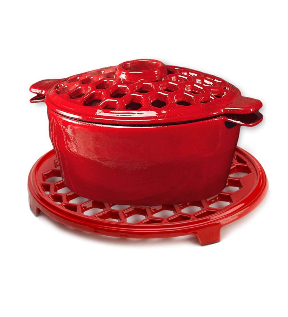 Plow &amp; Hearth Wood Stove Accessories | Fireplace &amp; Hearth Cast Iron Lattice Steamers And Trivets