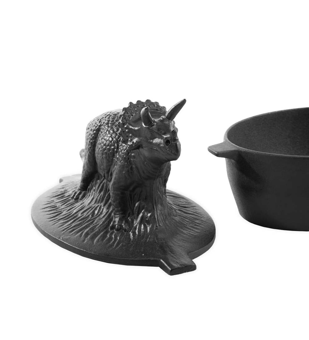 Plow &amp; Hearth Wood Stove Accessories | Fireplace &amp; Hearth Cast Iron Triceratops Dinosaur Wood Stove Steamer