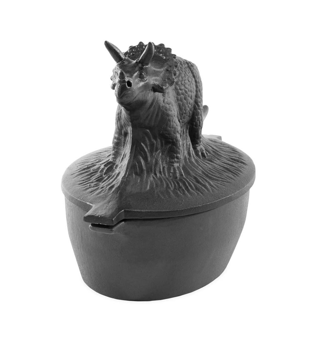 Plow &amp; Hearth Wood Stove Accessories | Fireplace &amp; Hearth Cast Iron Triceratops Dinosaur Wood Stove Steamer