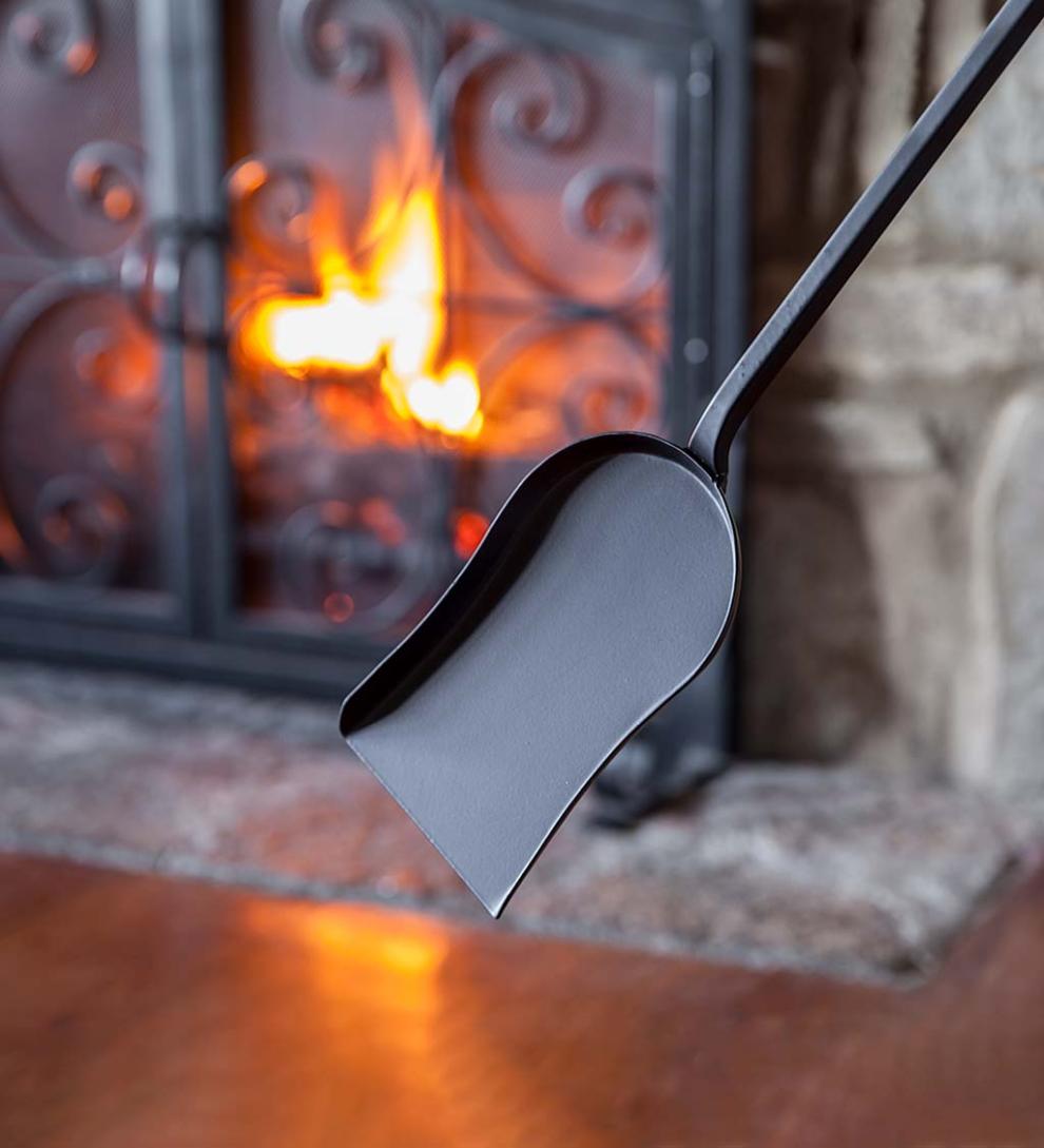 Plow &amp; Hearth Wood Stove Accessories | Fireplace &amp; Hearth Compact Size Hand-Forged Fireplace Tool Set - Black