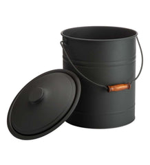 Plow &amp; Hearth Wood Stove Accessories | Fireplace &amp; Hearth Deluxe Galvanized Ash Bucket With Handle, Lid And Double-Layer Bottom - Charcoal Black
