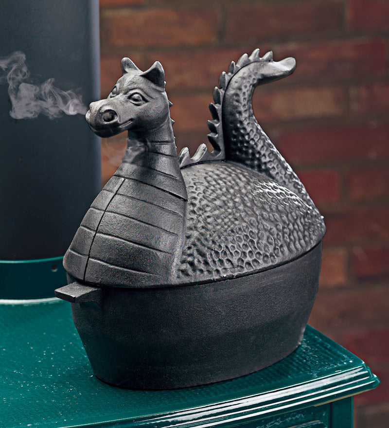 Plow &amp; Hearth Wood Stove Accessories | Fireplace &amp; Hearth Dragon Woodstove Steamer In Cast Iron - Black
