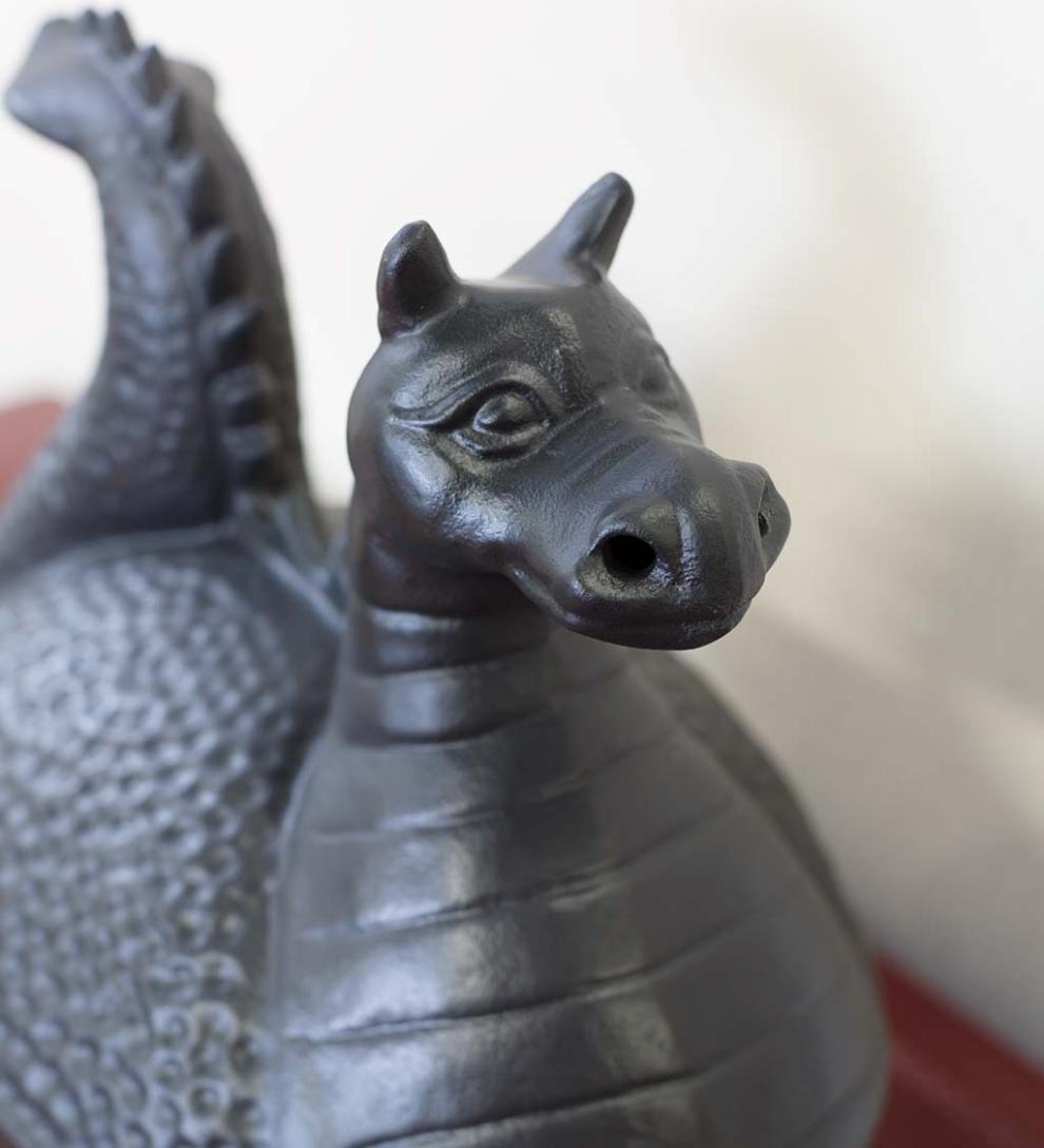 Plow &amp; Hearth Wood Stove Accessories | Fireplace &amp; Hearth Dragon Woodstove Steamer In Cast Iron - Black