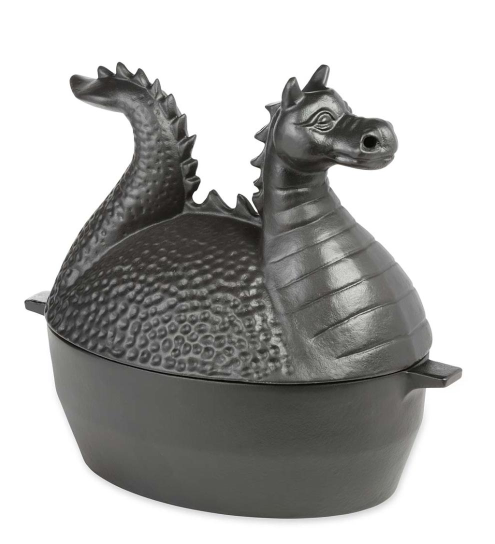 Plow &amp; Hearth Wood Stove Accessories | Fireplace &amp; Hearth Dragon Woodstove Steamer In Cast Iron - Black