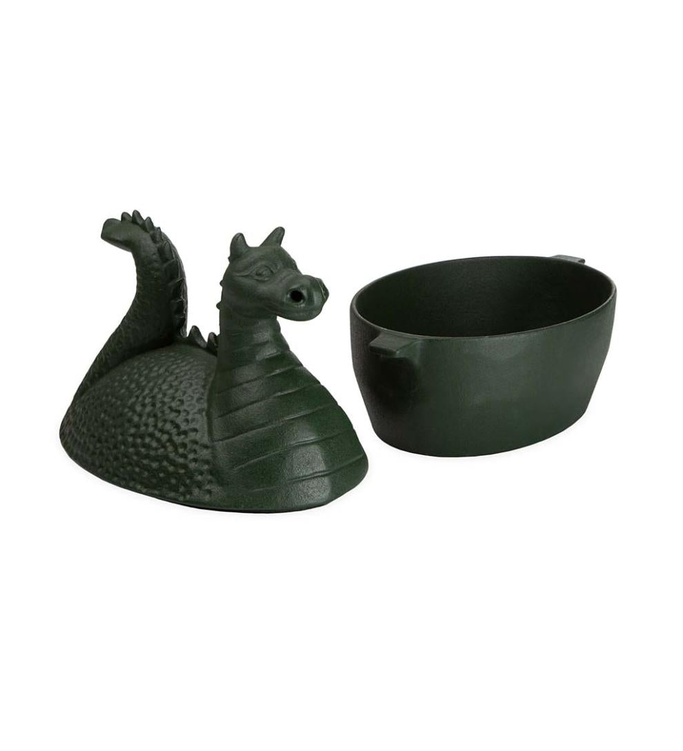 Plow &amp; Hearth Wood Stove Accessories | Fireplace &amp; Hearth Green Dragon Cast Iron Wood Stove Steamer - Green