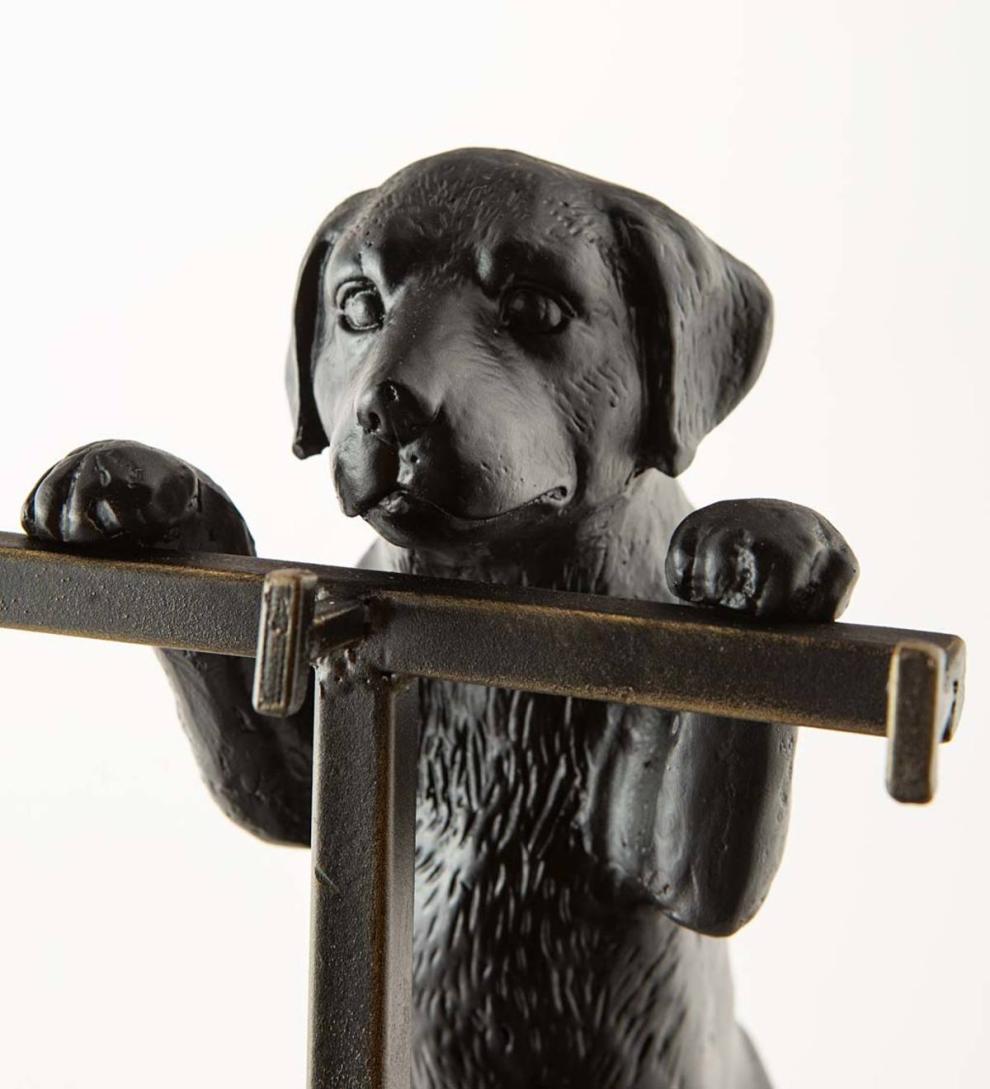 Plow &amp; Hearth Wood Stove Accessories | Fireplace &amp; Hearth Labrador Puppy Fireplace 3-Piece Tool Set With Fatwood Storage Space